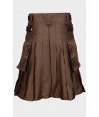 Chocolate Brown Leather Strap Utility Kilt 