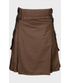Chocolate Brown Leather Strap Utility Kilt 