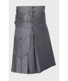 Dark Grey Modern Utility Kilt with Cargo Pockets