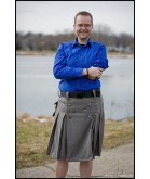 Men,s Grey Utility Kilt With Side Pockets