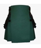 Modern Green Kilt With Black Cargo Pockets