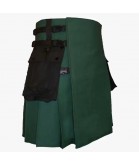 Modern Green Kilt With Black Cargo Pockets