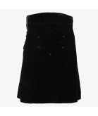 Black Deluxe Modern Kilt & Gray Straps Style With Gray Cargo Pockets