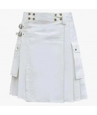 White Utility Kilt With Cargo Pockets