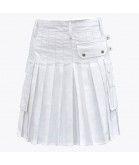 White Utility Kilt With Cargo Pockets