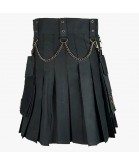 Black Fashion Utility Kilt For Men