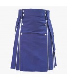 Blue Utility kilt For Men With White line
