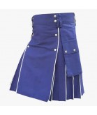 Blue Utility kilt For Men With White line