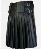 Fire Flame Black Leather Kilt
