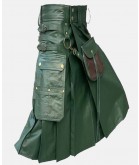 Green Leather Kilt For Men