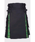 Hybrid Black and Irish Green Tartan Kilt