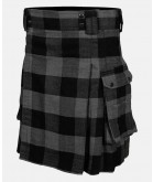 Modern Grey Tartan Utility Kilt