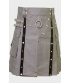Stylish Grey Gothic Party Kilt