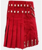 New Red Fashion With Silver Chain Utility Kilt