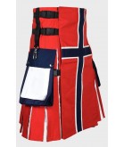 Norwegian Flag Cotton Hybrid Utility Kilt For Man