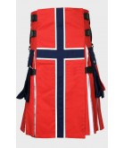 Norwegian Flag Cotton Hybrid Utility Kilt For Man