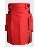 RED UTILITY WITH TARTAN HYBRID KILT