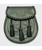 SCOTTISH THREE TASSEL LEATHER SPORRAN WITH FREE CHAIN BELT