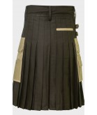 Khaki and Black Hybrid Utility Kilt