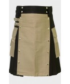 Khaki and Black Hybrid Utility Kilt