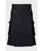 Black Workiing Utility Kilt For Men