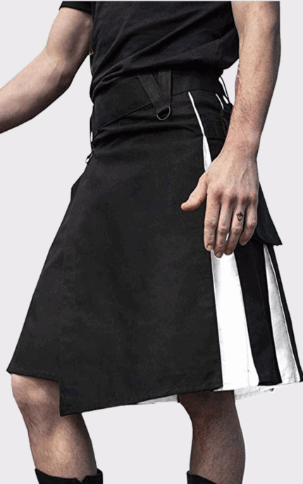 Black and White Scottish Modern Hybrid Kilt