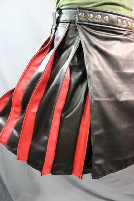 Black and Red Leather Kilt
