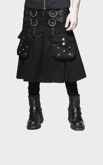 Men,s Black Deluxe Gothic Utility Kilt