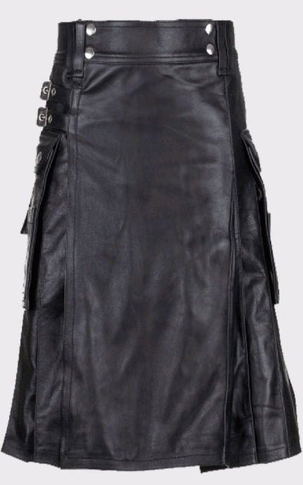 Black Elegant Leather Kilt
