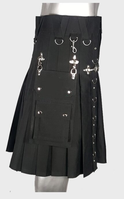 Black Gothic Modern Utility Kilt
