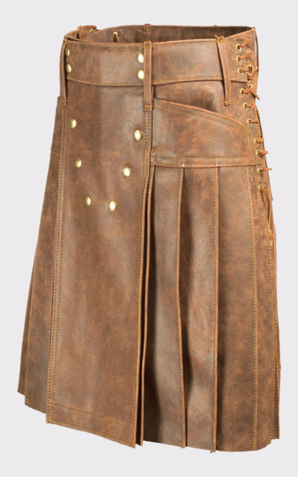 Brown Fashion Leather Kilt For Men