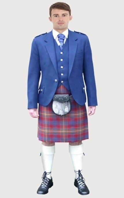 Custom Made Blue Jacket Argyle Kilt Outfit