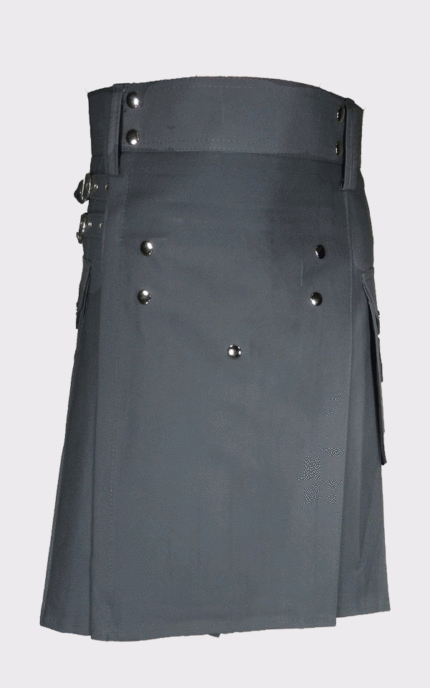 Deluxe Dark Gray Utility Kilt For Men