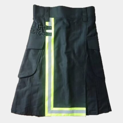 Black Utility Kilt with Yellow Trim