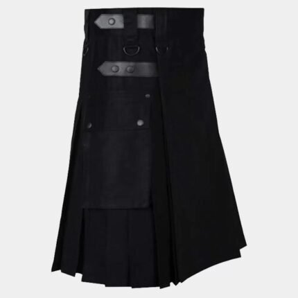 Lautreamont Men Black Utility Kilt