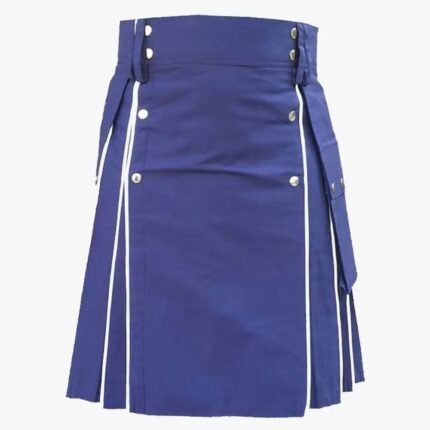Blue Utility kilt For Men With White line