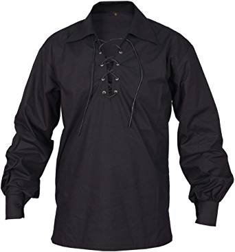 Black Jecobite Traditional Ghillie Kilt Shirt