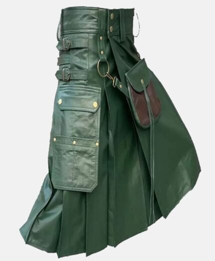 Green Leather Kilt For Men