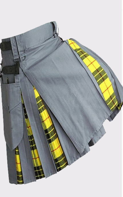Grey Utility and Tartan Hybrid Kilt