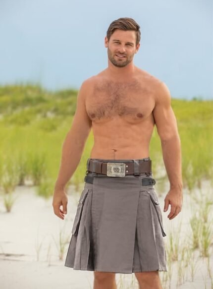 GREY COTTON MEN UTILITY KILT
