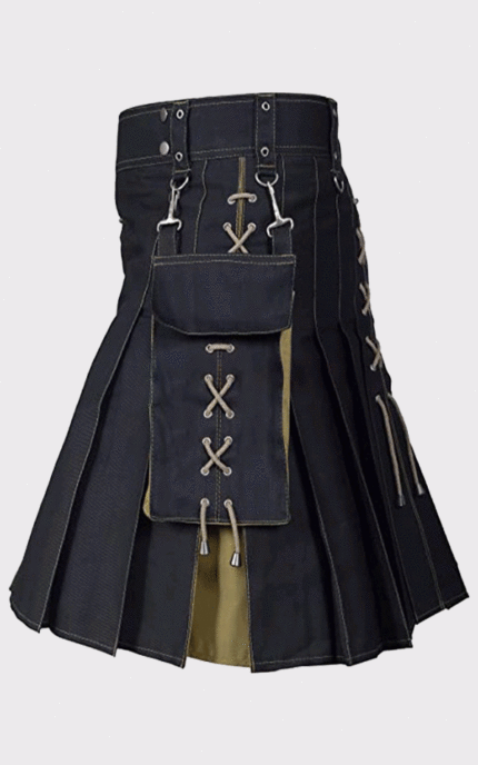 Hybrid Kilt Black And Khaki Kilt For Men