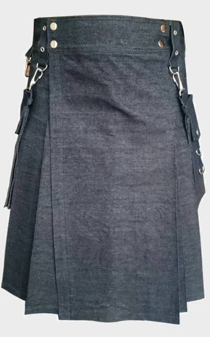Modern Denim Kilt For Men