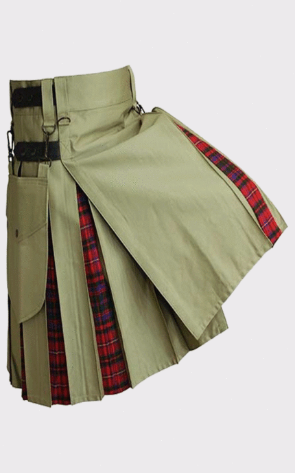 Khaki Utiliy and Tartan Hybrid Kilt