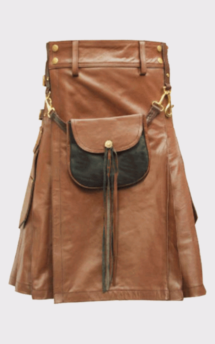 Leather Kilt With Sporran For Men