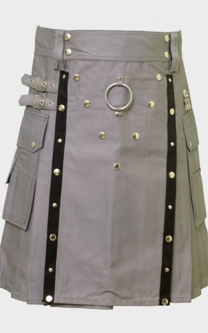 Stylish Grey Gothic Party Kilt
