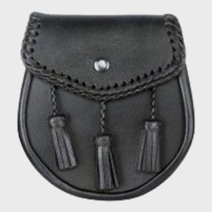 New Delux Black Leather Sporran