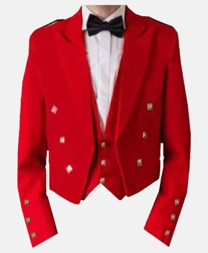 Red Prince Charlie Jacket With Waistcoat