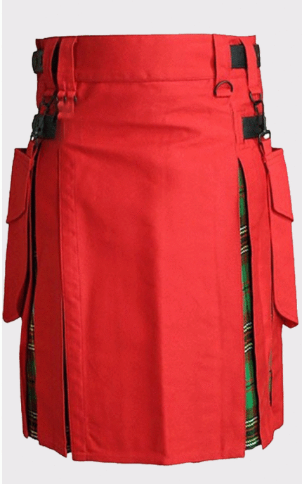 Red Utility WIth Tartan Hybrid Kilt