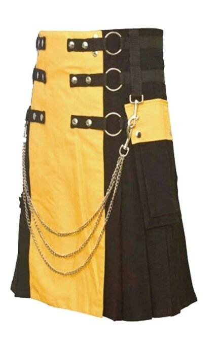 Black and Yellow Gothic Hybrid Utility Kilt