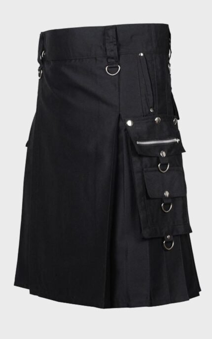 Black Workiing Utility Kilt For Men